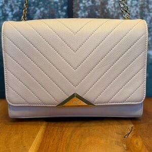 Karl Lagerfeld Paris Classic Core Gigi Quilted Leather Shoulder Bag Ivory (GUC)
